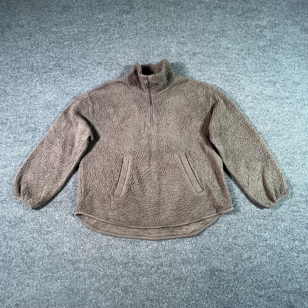 Old Navy Sweatshirt Women's S Brown Sherpa Outdoor Travel Winter Cozy Half-Zip